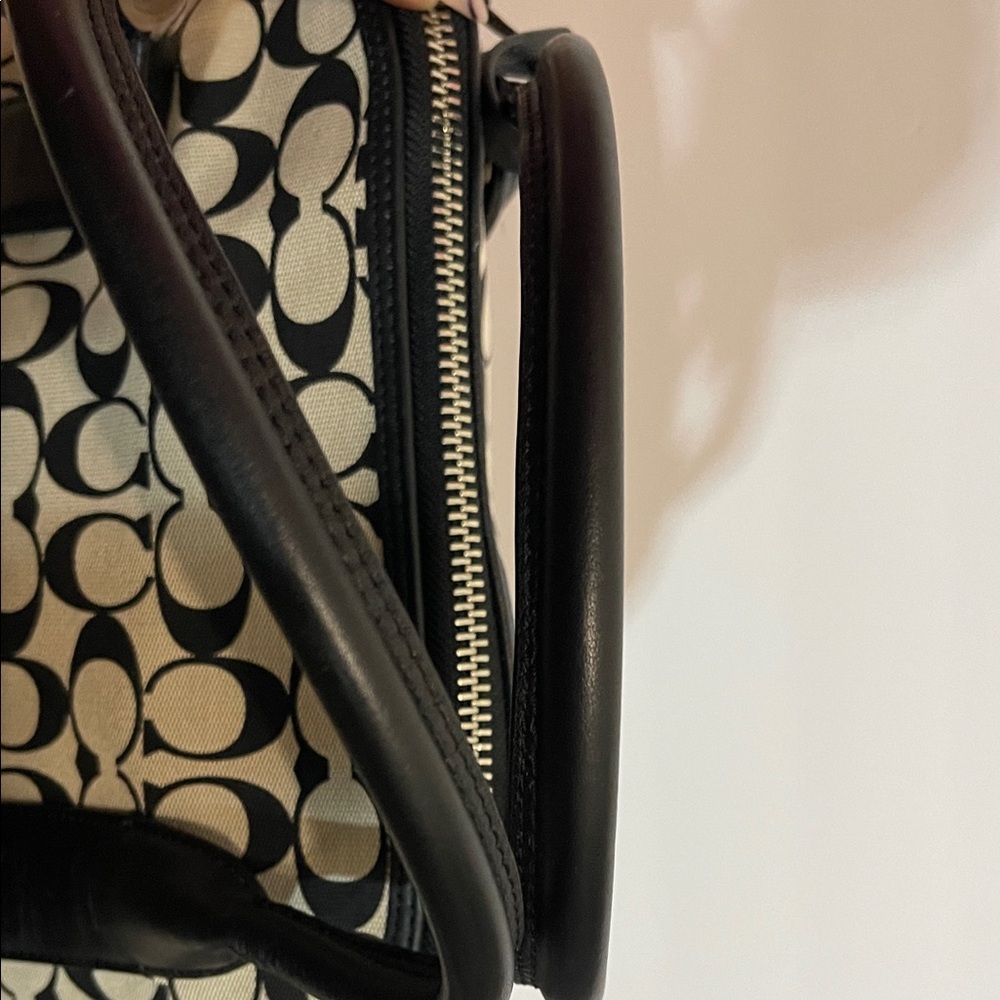 Coach Black and Tan Signature Satchel - Picture 9 of 16